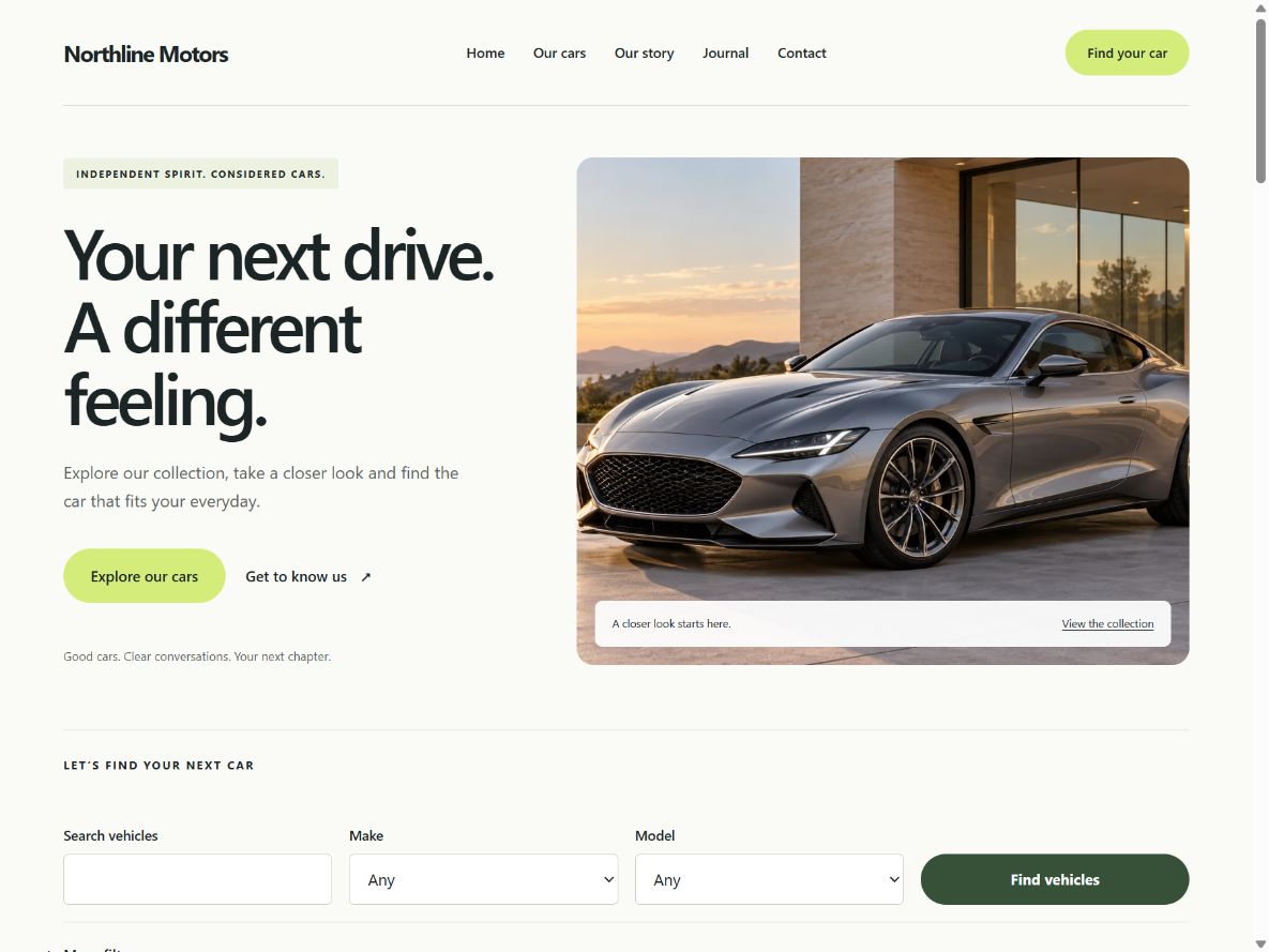 Car Dealer Blocks Pro · Dealership preview. Actual theme screenshot with fictional demonstration content.